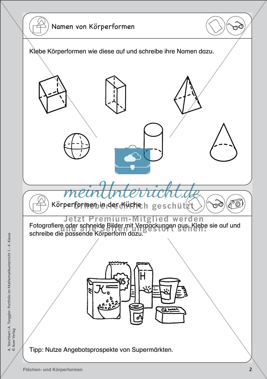 Portfolio im Mathematikunterricht - Flächen- und Körperformen Preview 4