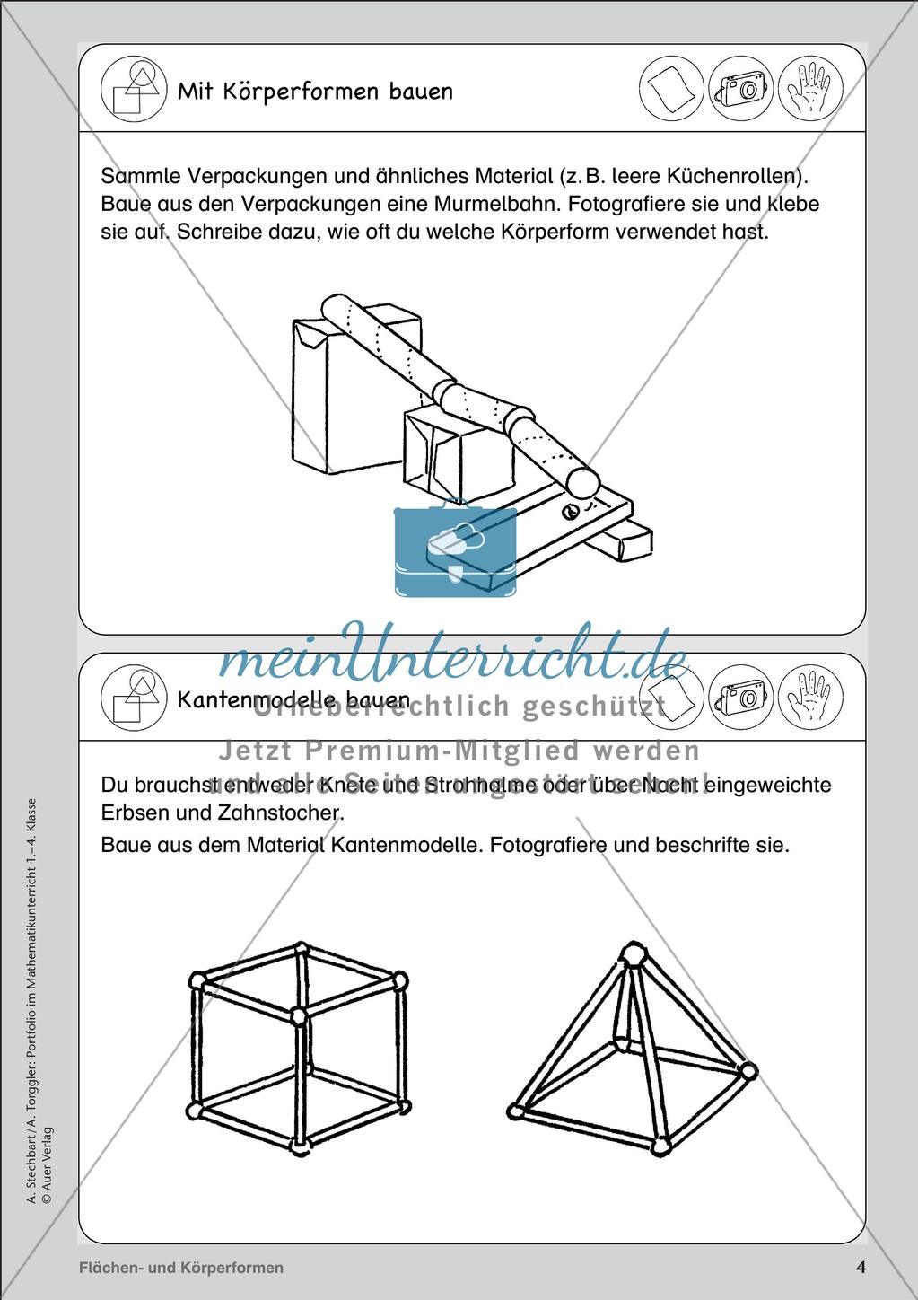 Portfolio im Mathematikunterricht - Flächen- und Körperformen Preview 6