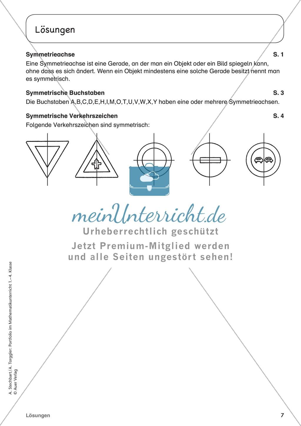 Portfolio im Mathematikunterricht - Symmetrie Preview 9