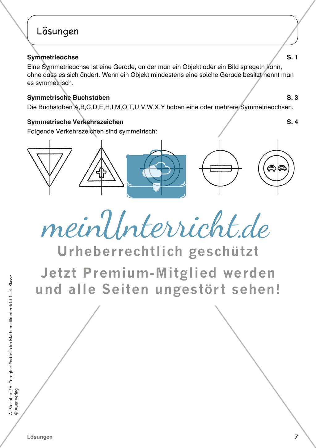 Portfolio im Mathematikunterricht - Symmetrie Preview 9