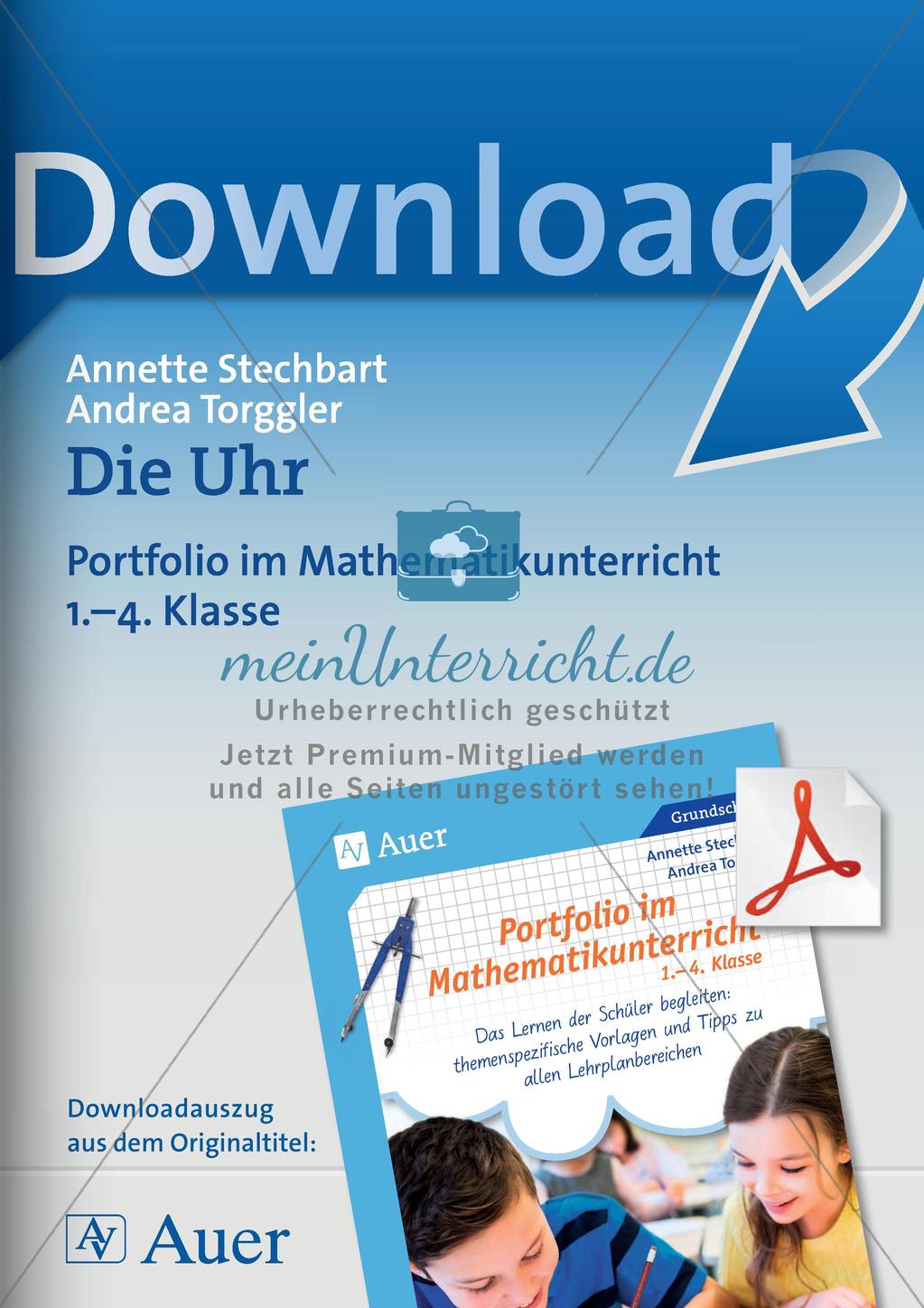 Portfolio im Mathematikunterricht - Die Uhr Preview 1