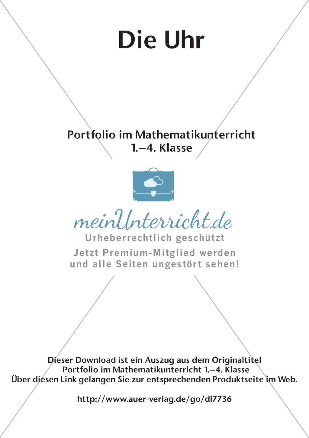 Portfolio im Mathematikunterricht - Die Uhr Preview 2