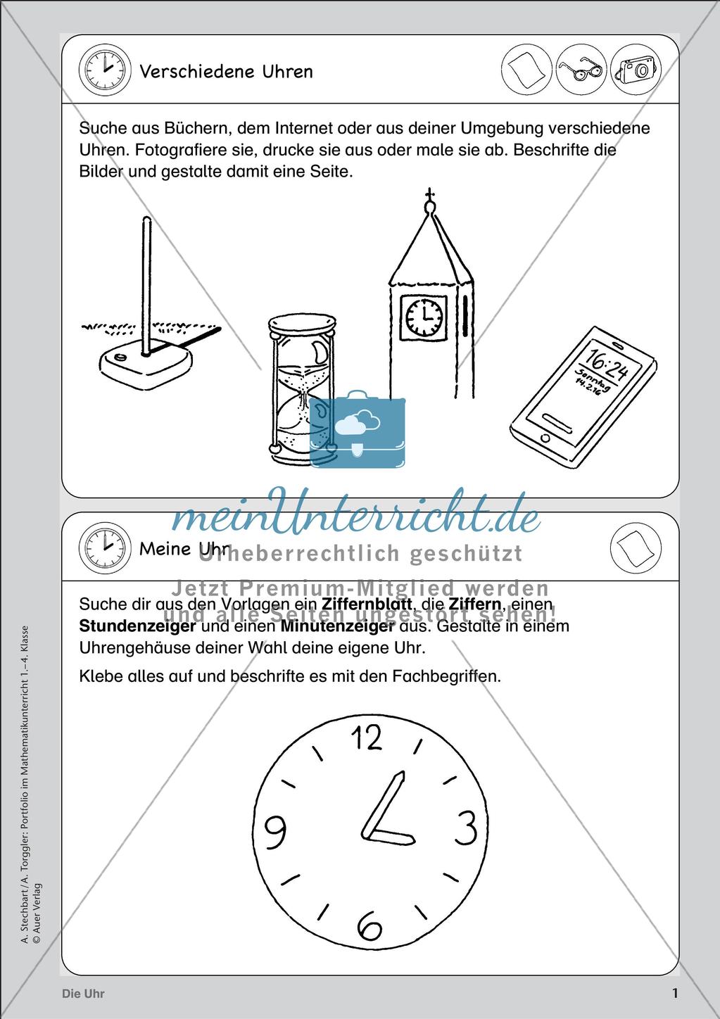Portfolio im Mathematikunterricht - Die Uhr Preview 3