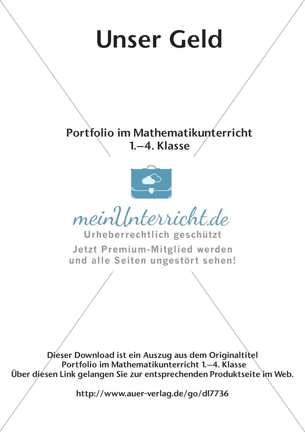 Portfolio im Mathematikunterricht - Unser Geld Preview 2