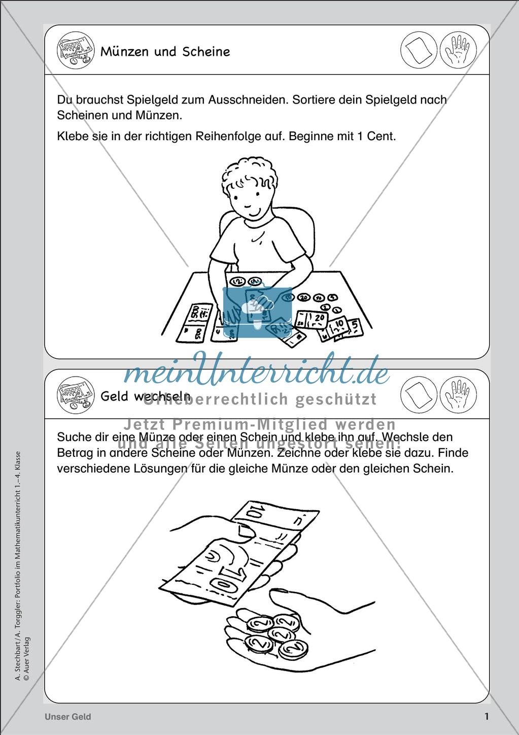 Portfolio im Mathematikunterricht - Unser Geld Preview 3