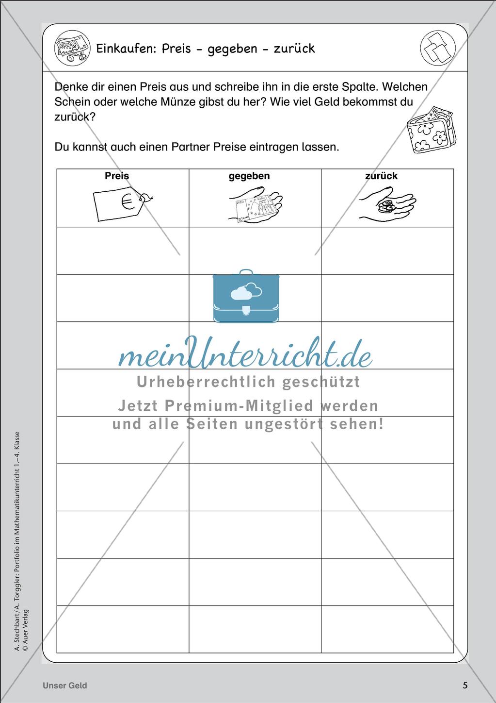 Portfolio im Mathematikunterricht - Unser Geld Preview 7