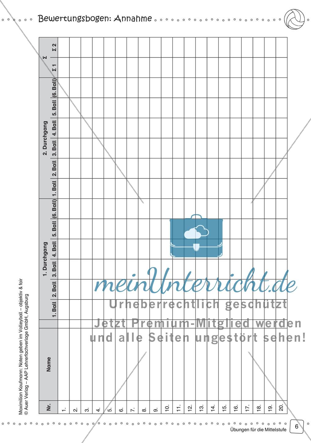 Noten geben im Volleyball - objektiv & fair (Mittelstufe) Preview 8