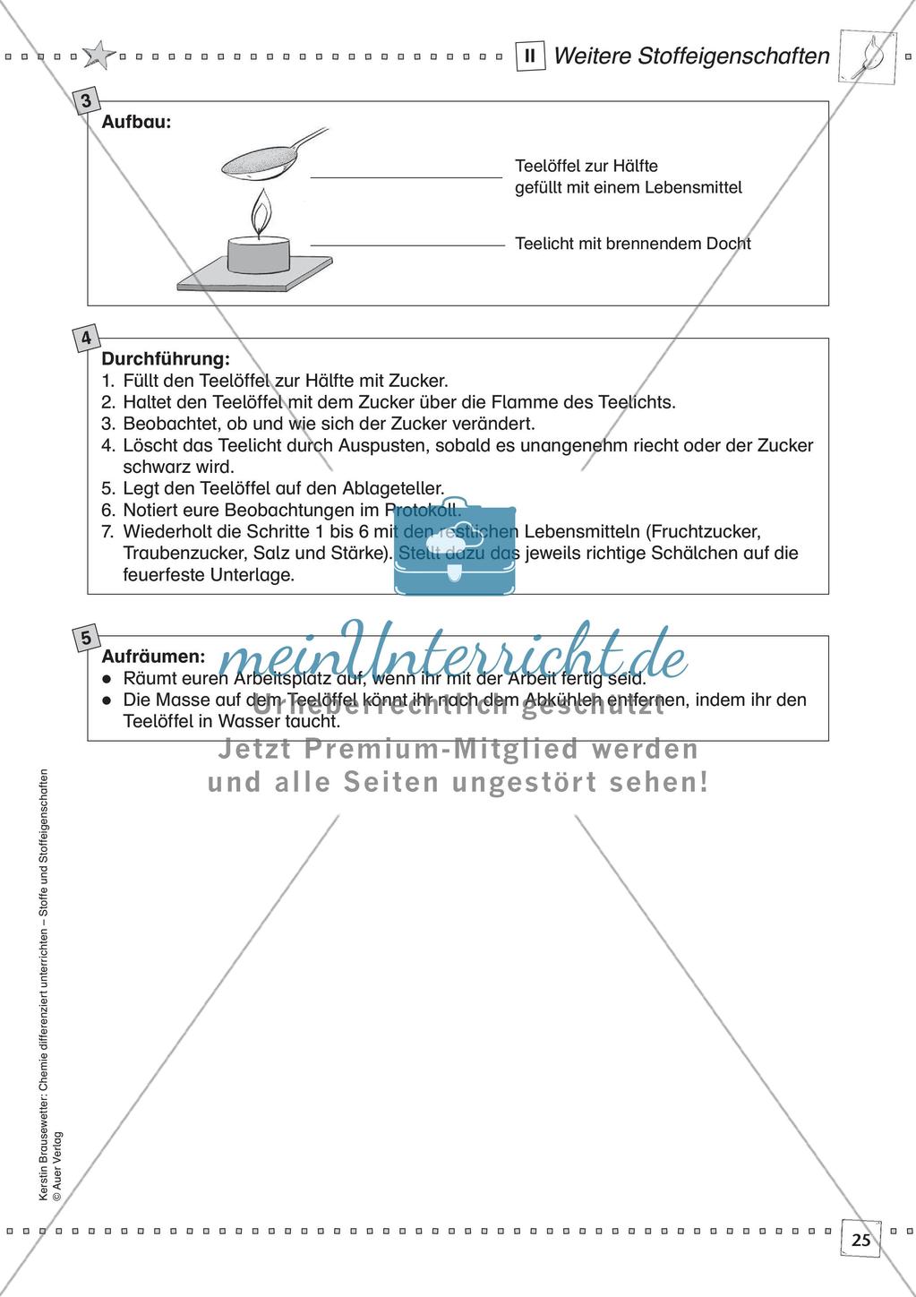 Stoffe und ihre Eigenschaften: Löslichkeiten, Verhalten bei Erhitzen, Dichte Preview 27