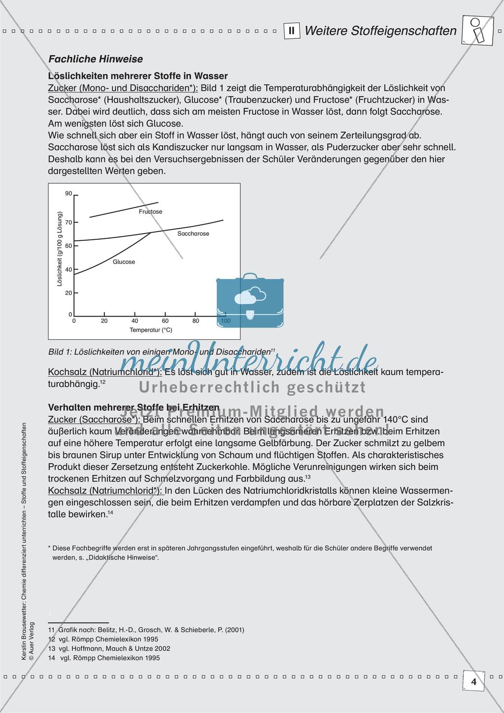 Stoffe und ihre Eigenschaften: Löslichkeiten, Verhalten bei Erhitzen, Dichte Preview 6