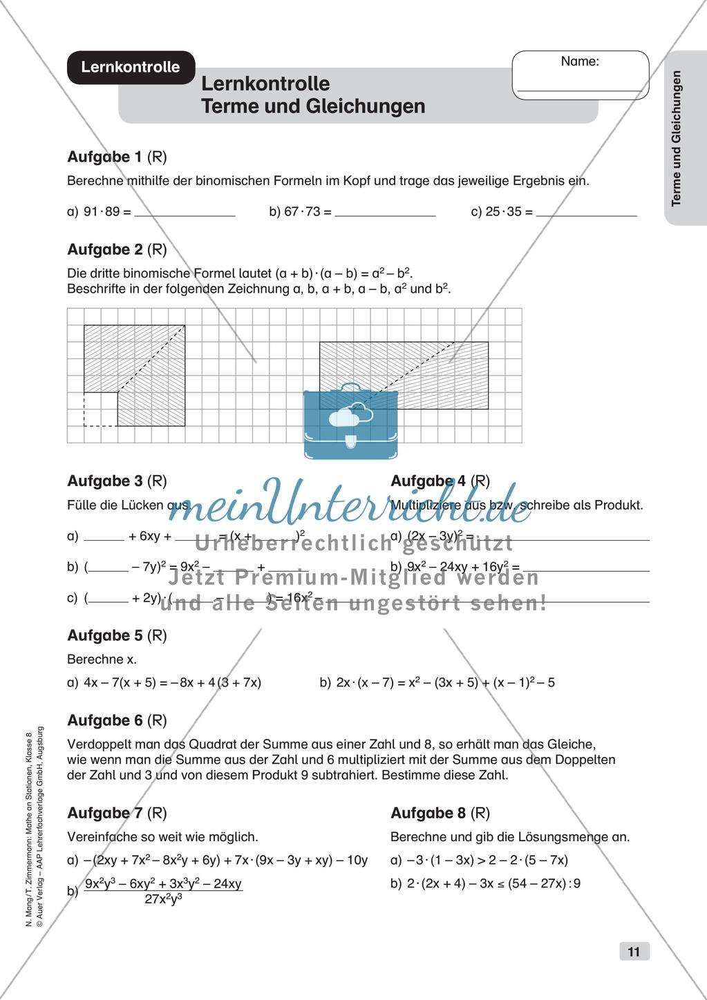 Mathe an Stationen: Terme und Gleichungen Preview 13