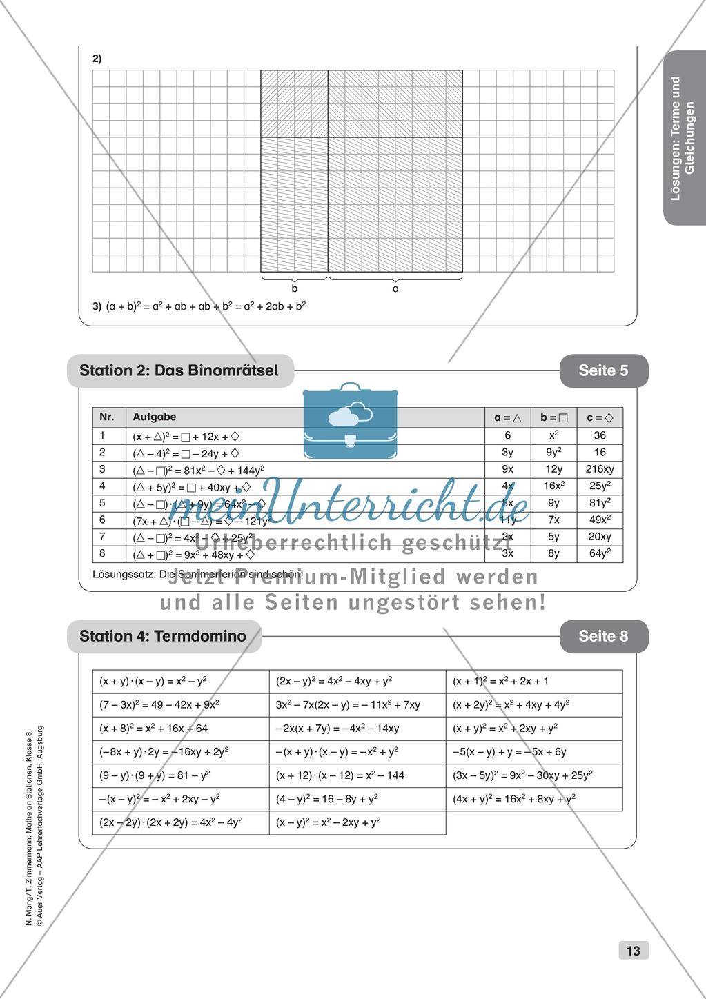 Mathe an Stationen: Terme und Gleichungen Preview 15
