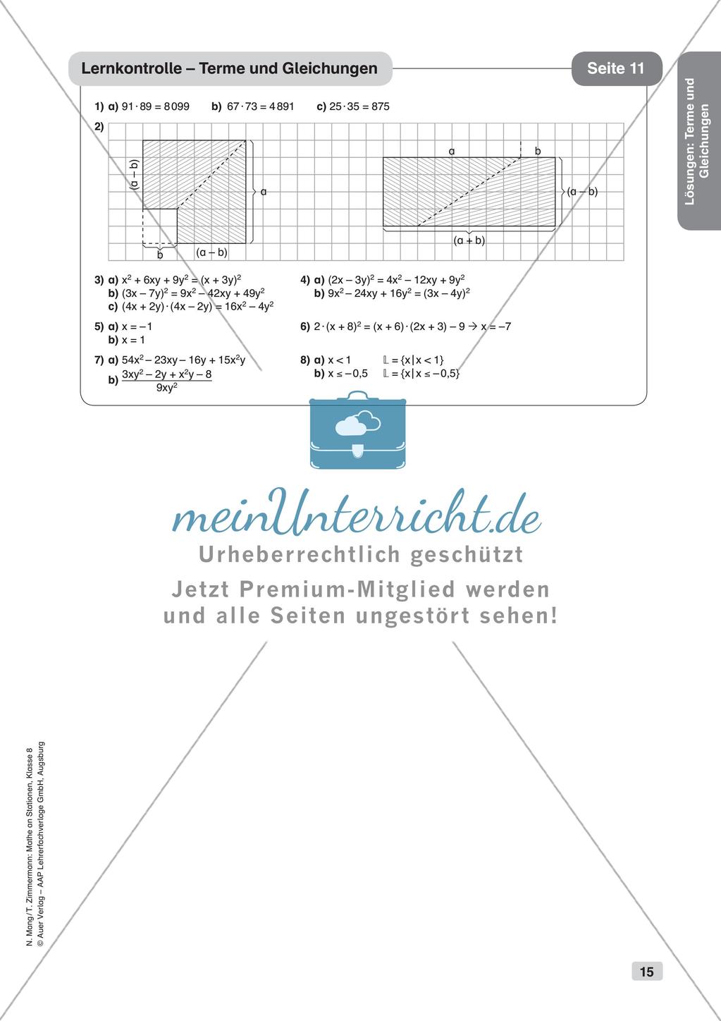 Mathe an Stationen: Terme und Gleichungen Preview 17