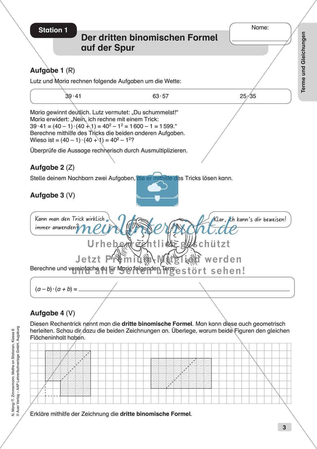 Mathe an Stationen: Terme und Gleichungen Preview 5