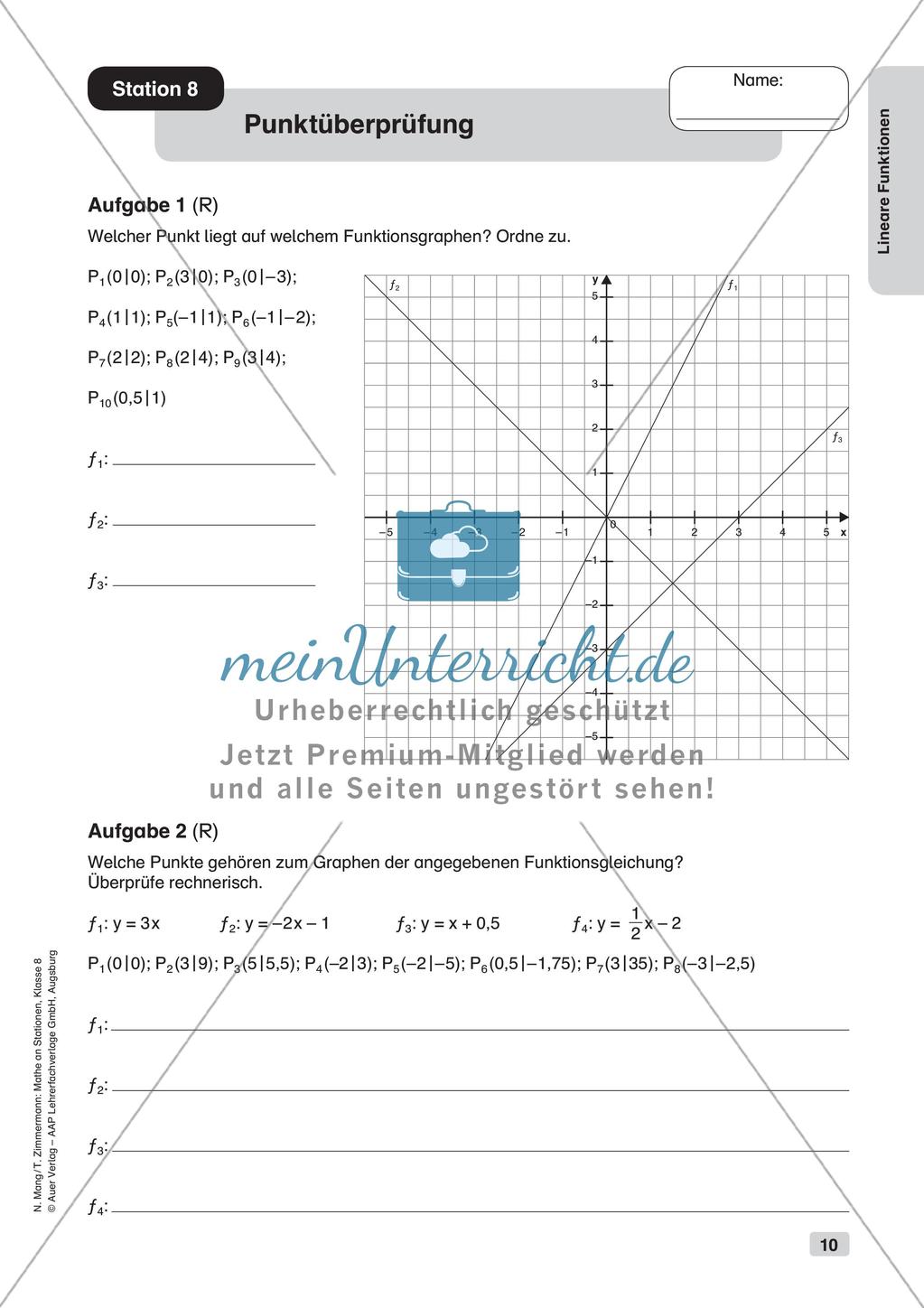 Mathe an Stationen: Lineare Funktionen Preview 12