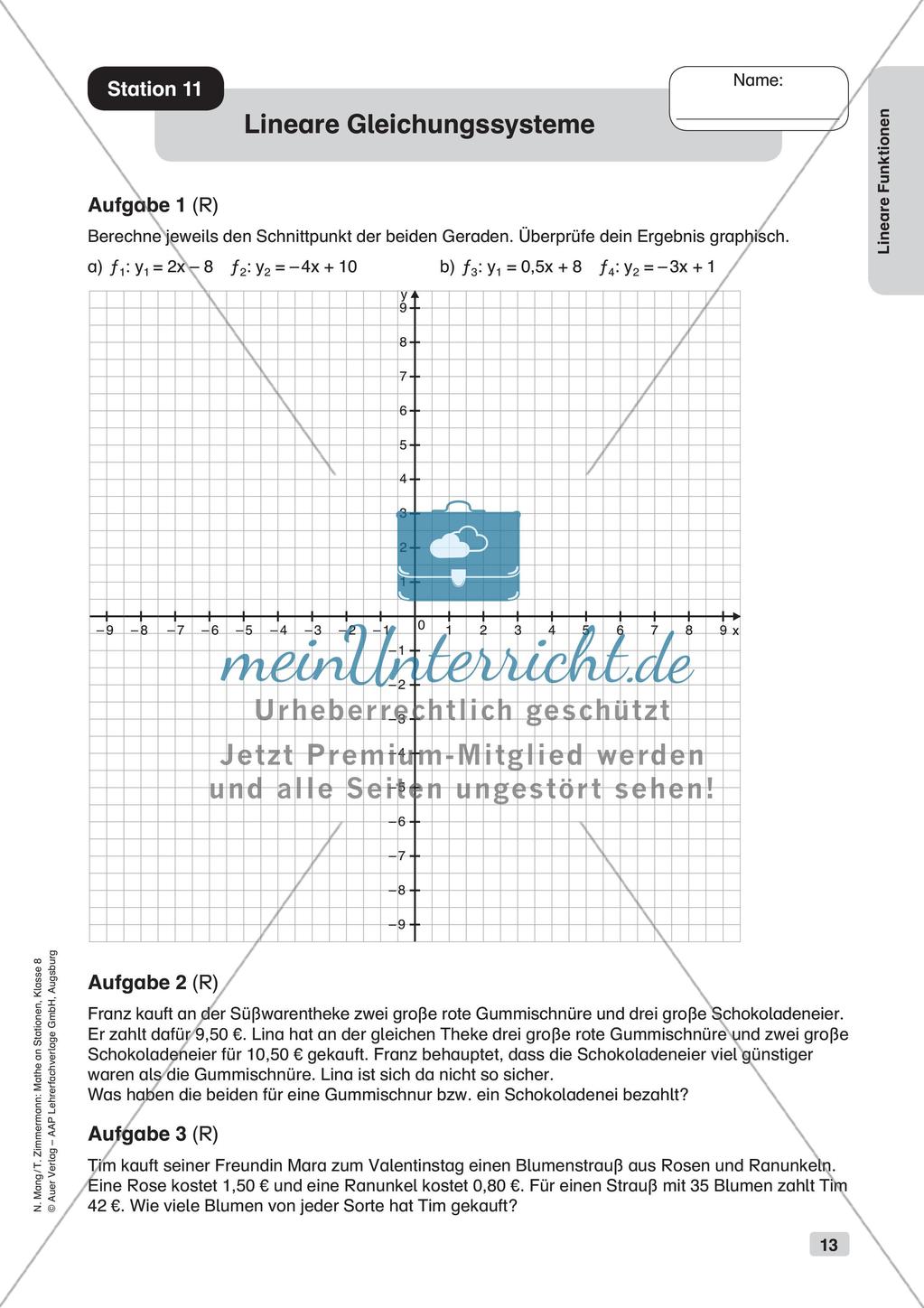 Mathe an Stationen: Lineare Funktionen Preview 15