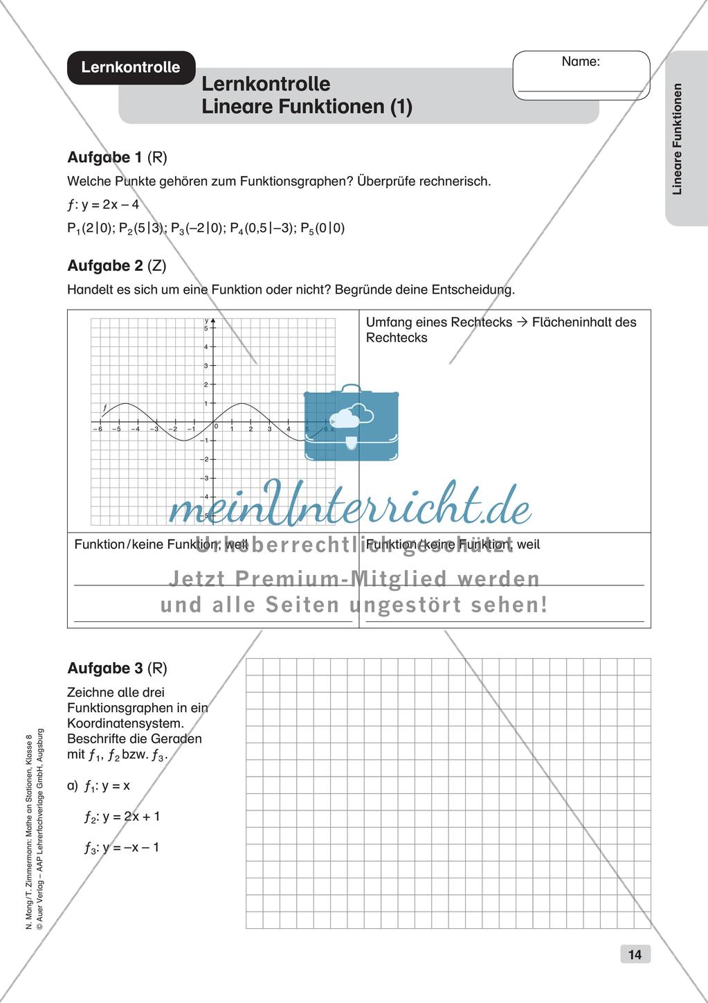 Mathe an Stationen: Lineare Funktionen Preview 16
