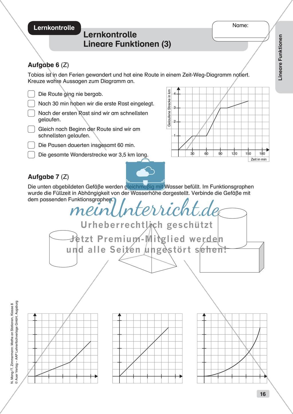 Mathe an Stationen: Lineare Funktionen Preview 18
