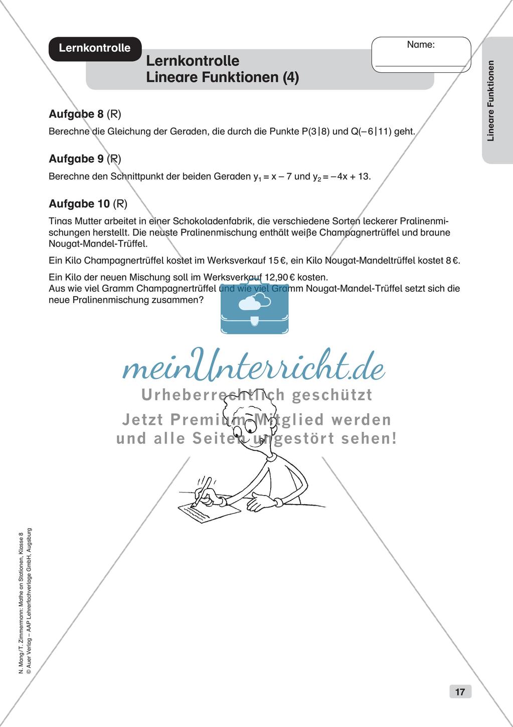 Mathe an Stationen: Lineare Funktionen Preview 19