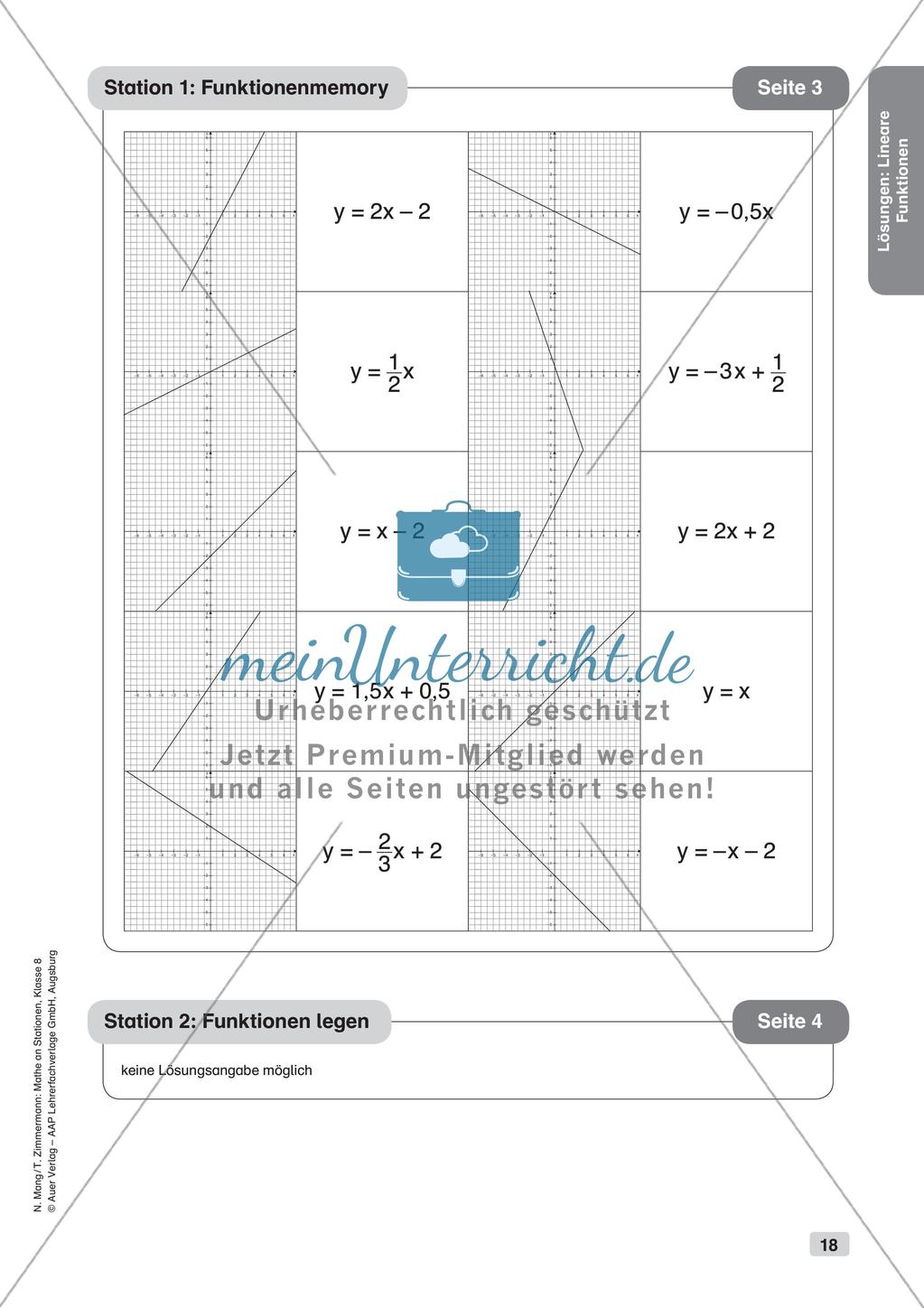 Mathe an Stationen: Lineare Funktionen Preview 20