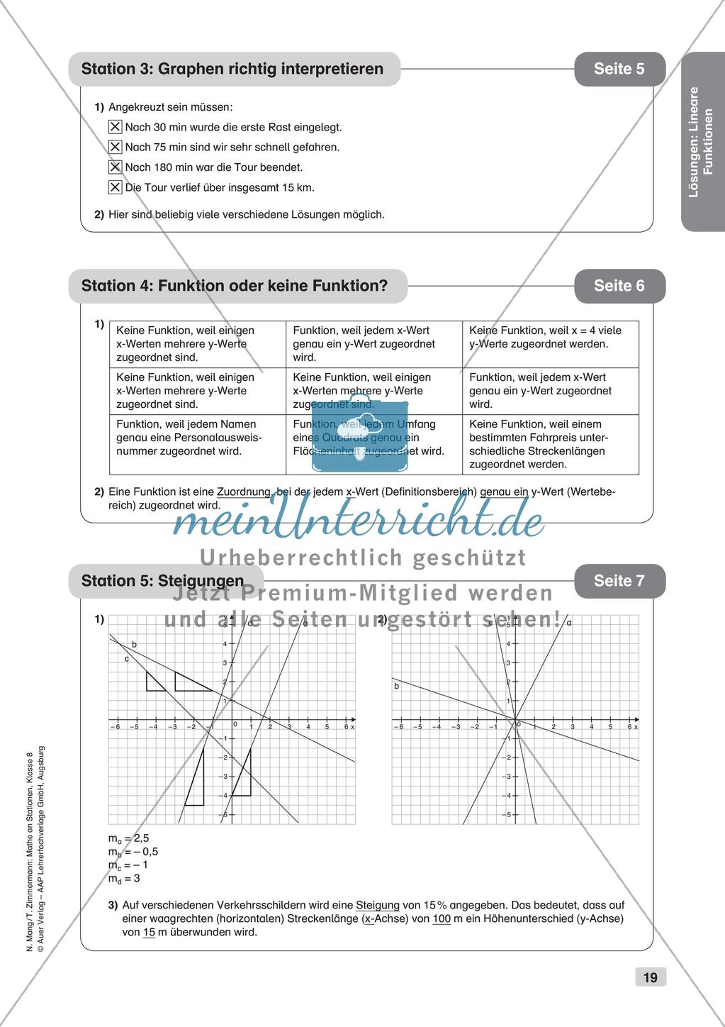 Mathe an Stationen: Lineare Funktionen Preview 21