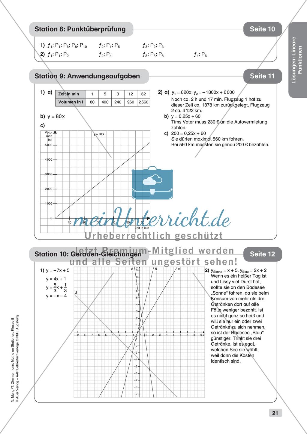 Mathe an Stationen: Lineare Funktionen Preview 23