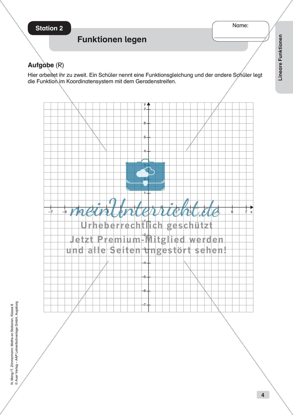 Mathe an Stationen: Lineare Funktionen Preview 6