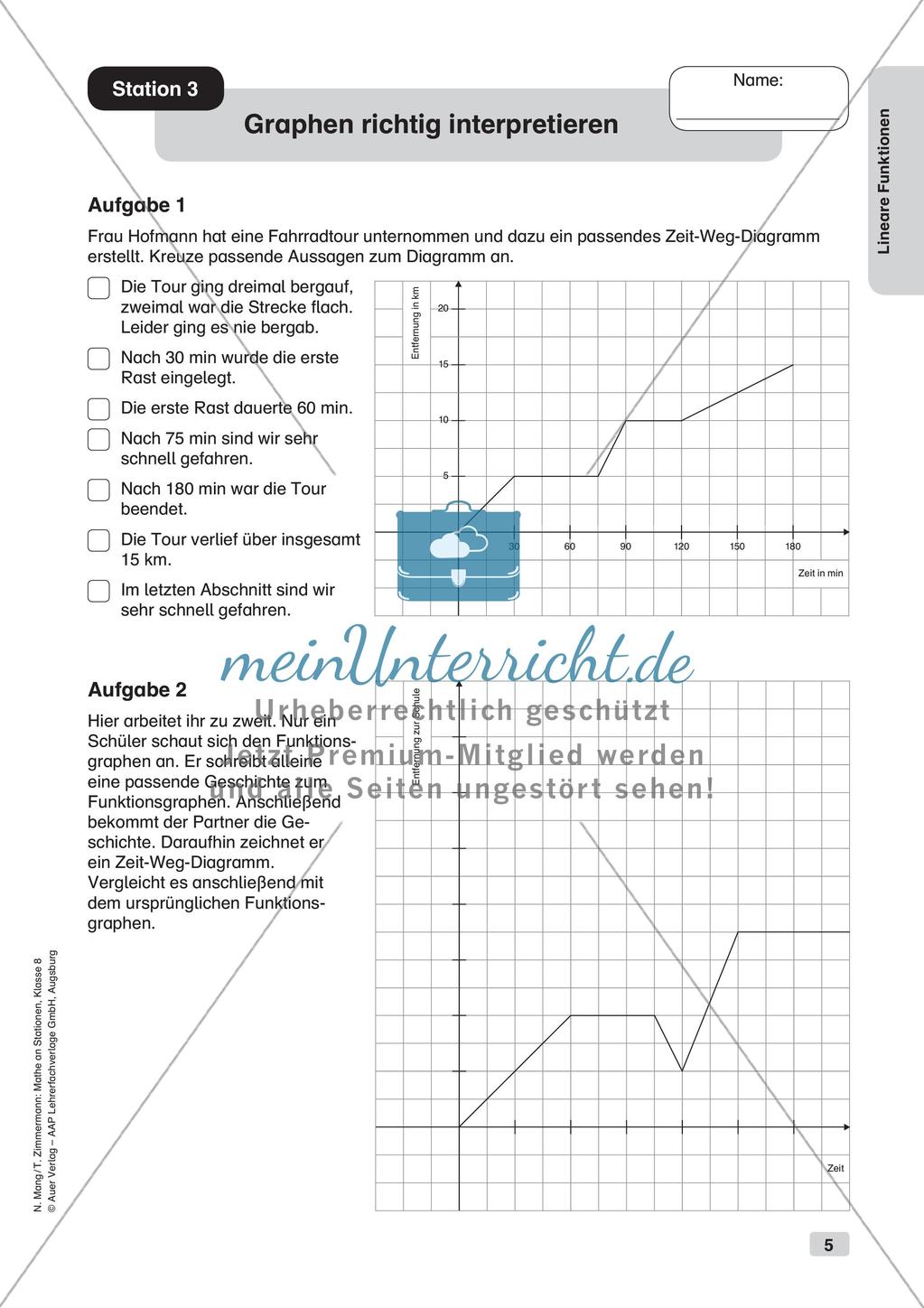 Mathe an Stationen: Lineare Funktionen Preview 7