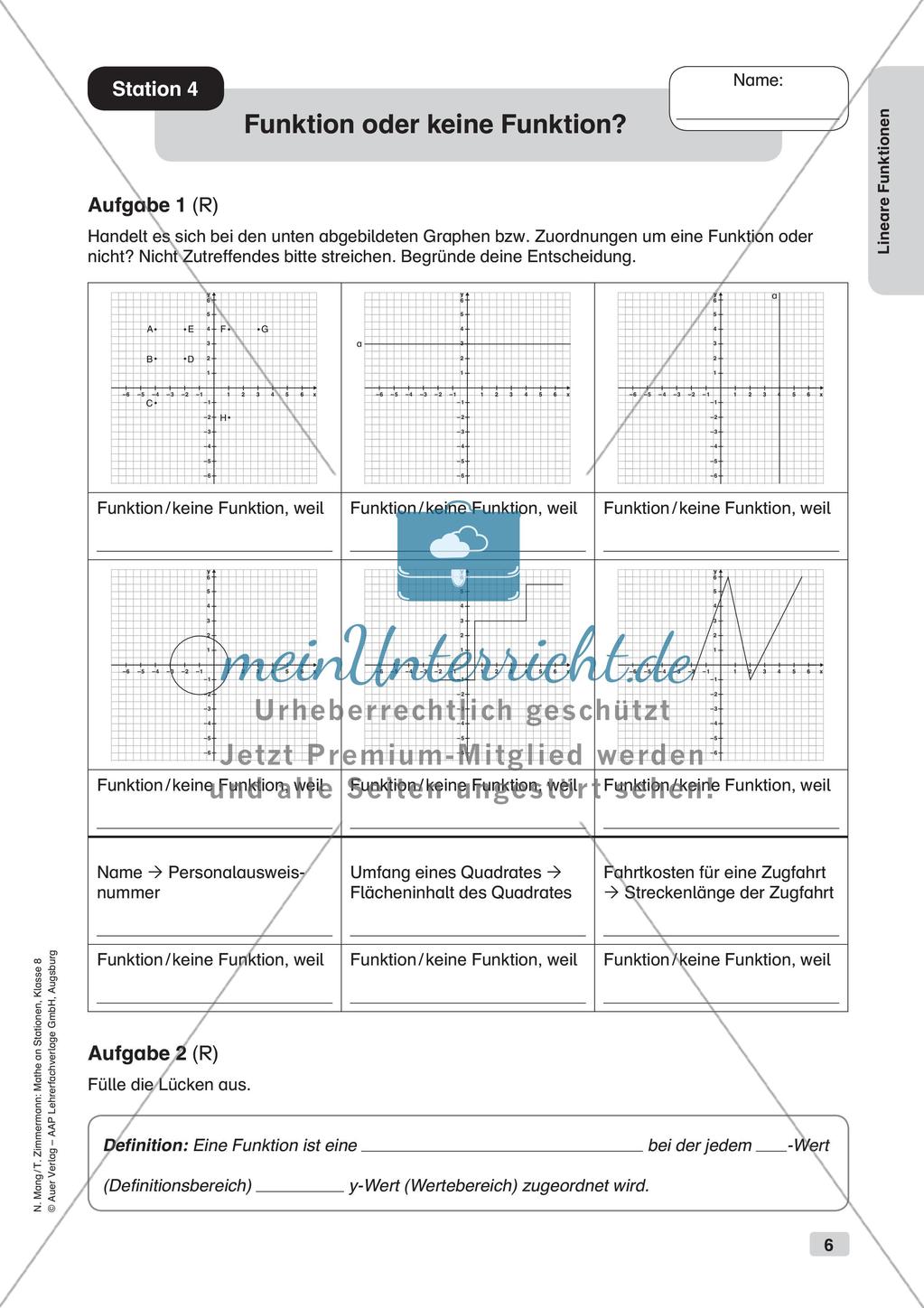 Mathe an Stationen: Lineare Funktionen Preview 8