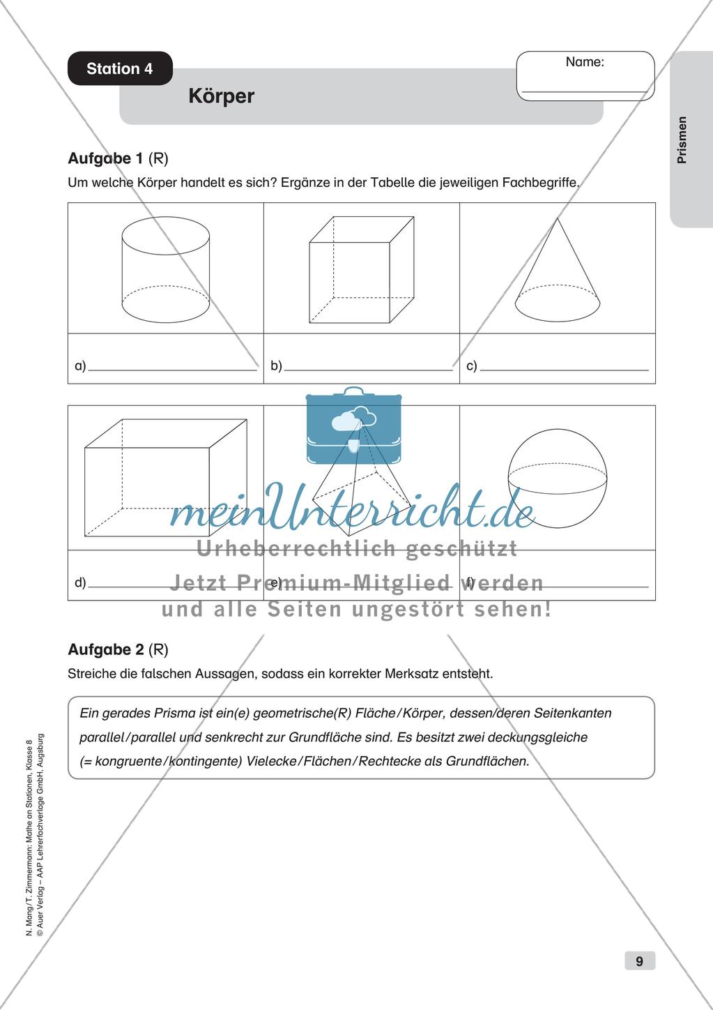 Mathe an Stationen: Prismen Preview 11