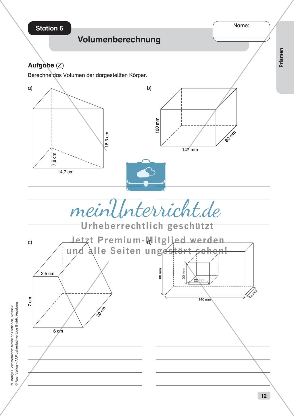 Mathe an Stationen: Prismen Preview 14