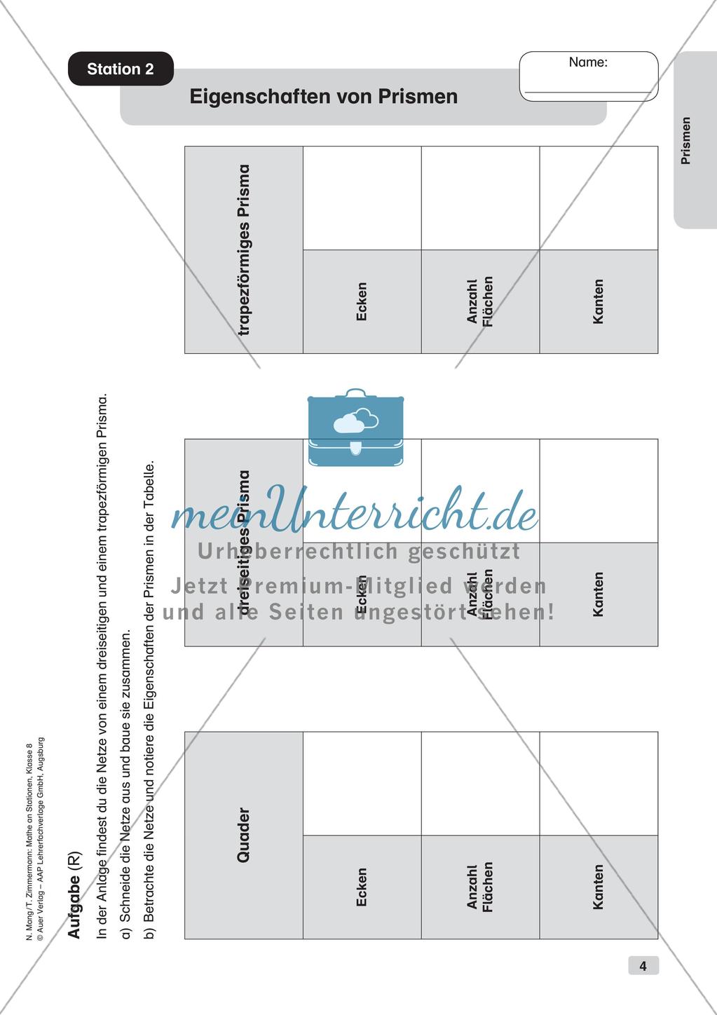 Mathe an Stationen: Prismen Preview 6