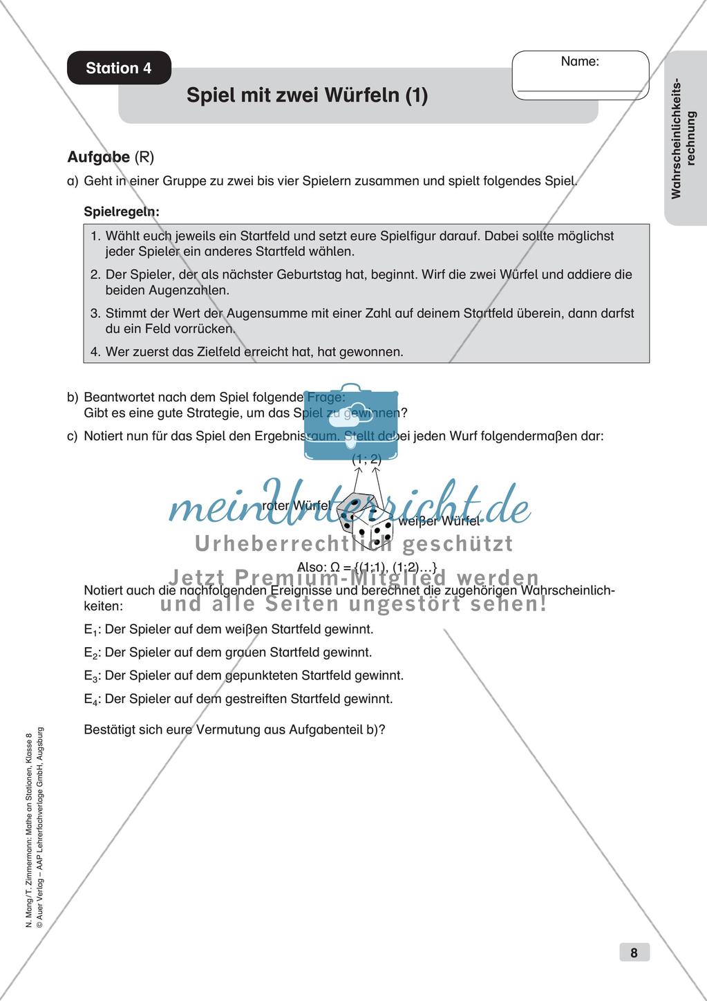 Mathe an Stationen: Wahrscheinlichkeitsrechnung Preview 10