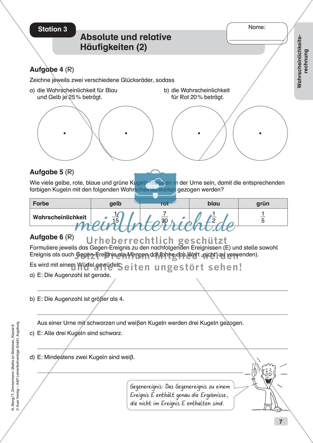 Mathe an Stationen: Wahrscheinlichkeitsrechnung Preview 9