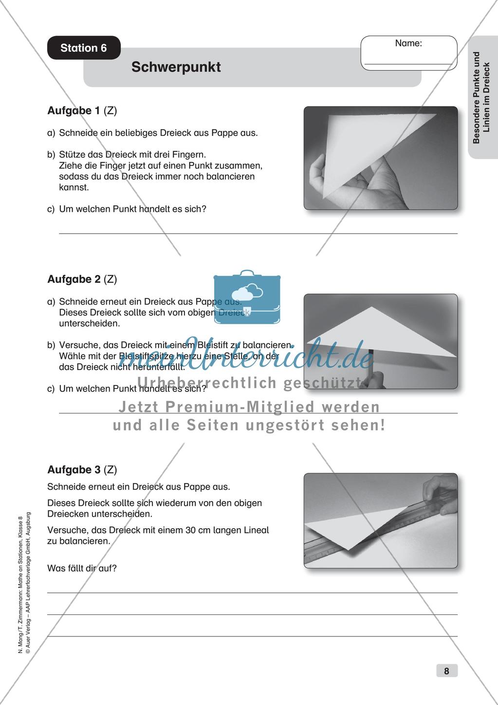 Mathe an Stationen: Punkte und Linien im Dreieck Preview 10