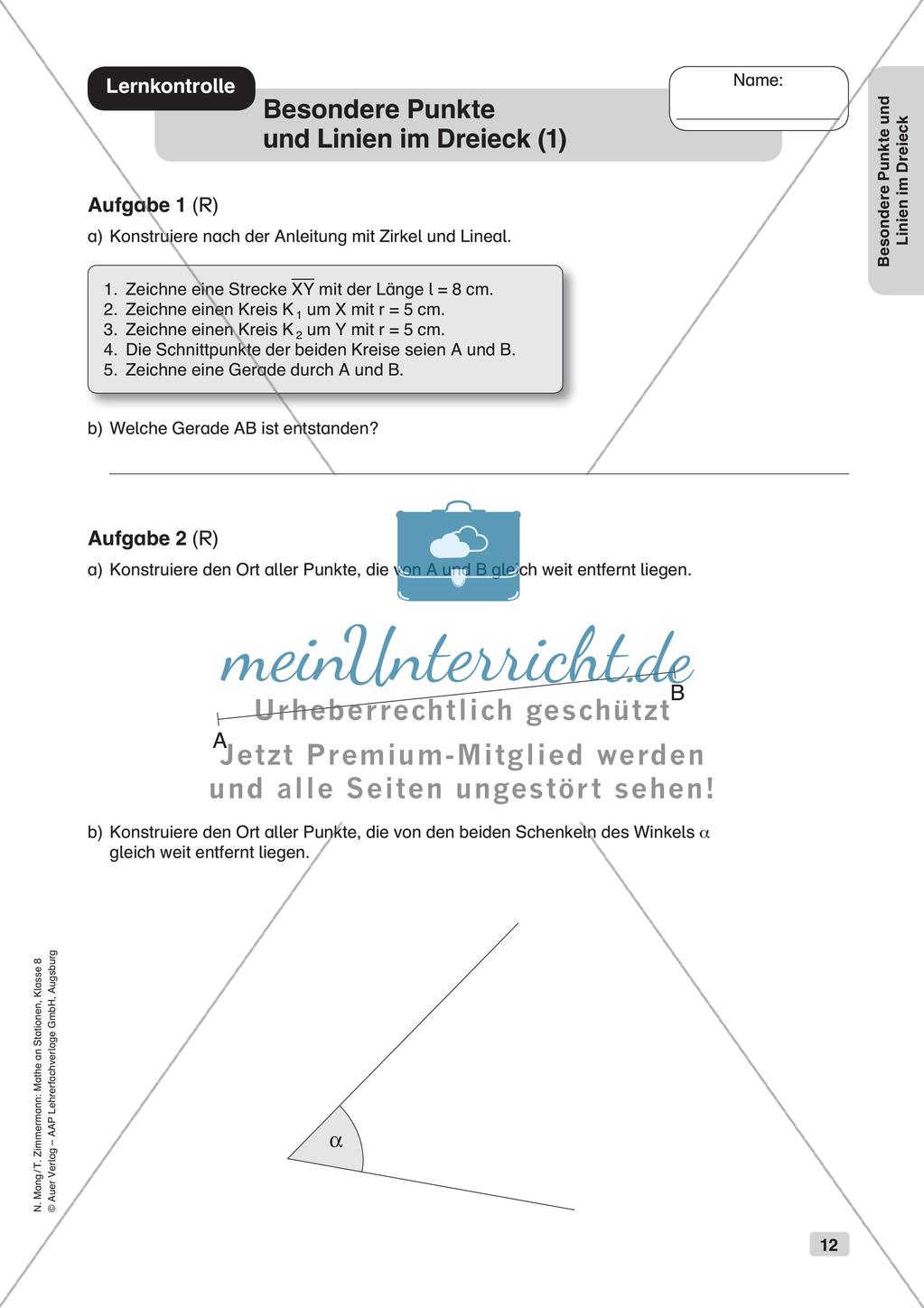 Mathe an Stationen: Punkte und Linien im Dreieck Preview 14