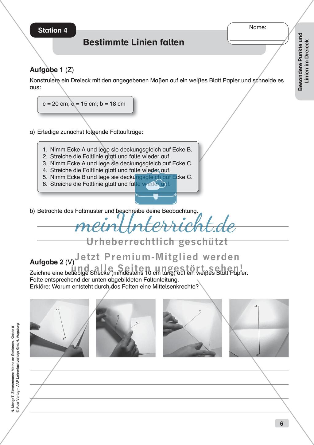 Mathe an Stationen: Punkte und Linien im Dreieck Preview 8