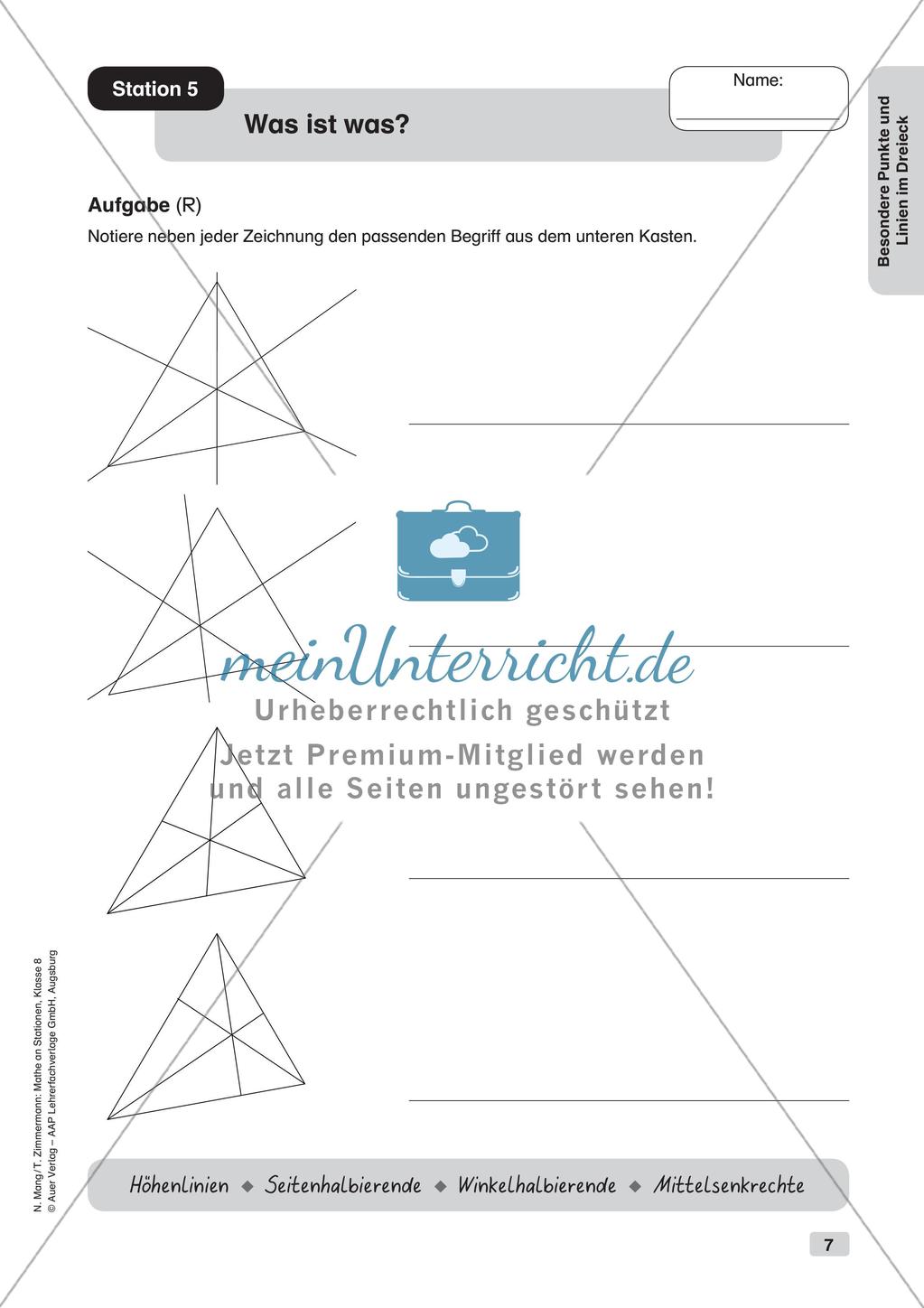 Mathe an Stationen: Punkte und Linien im Dreieck Preview 9