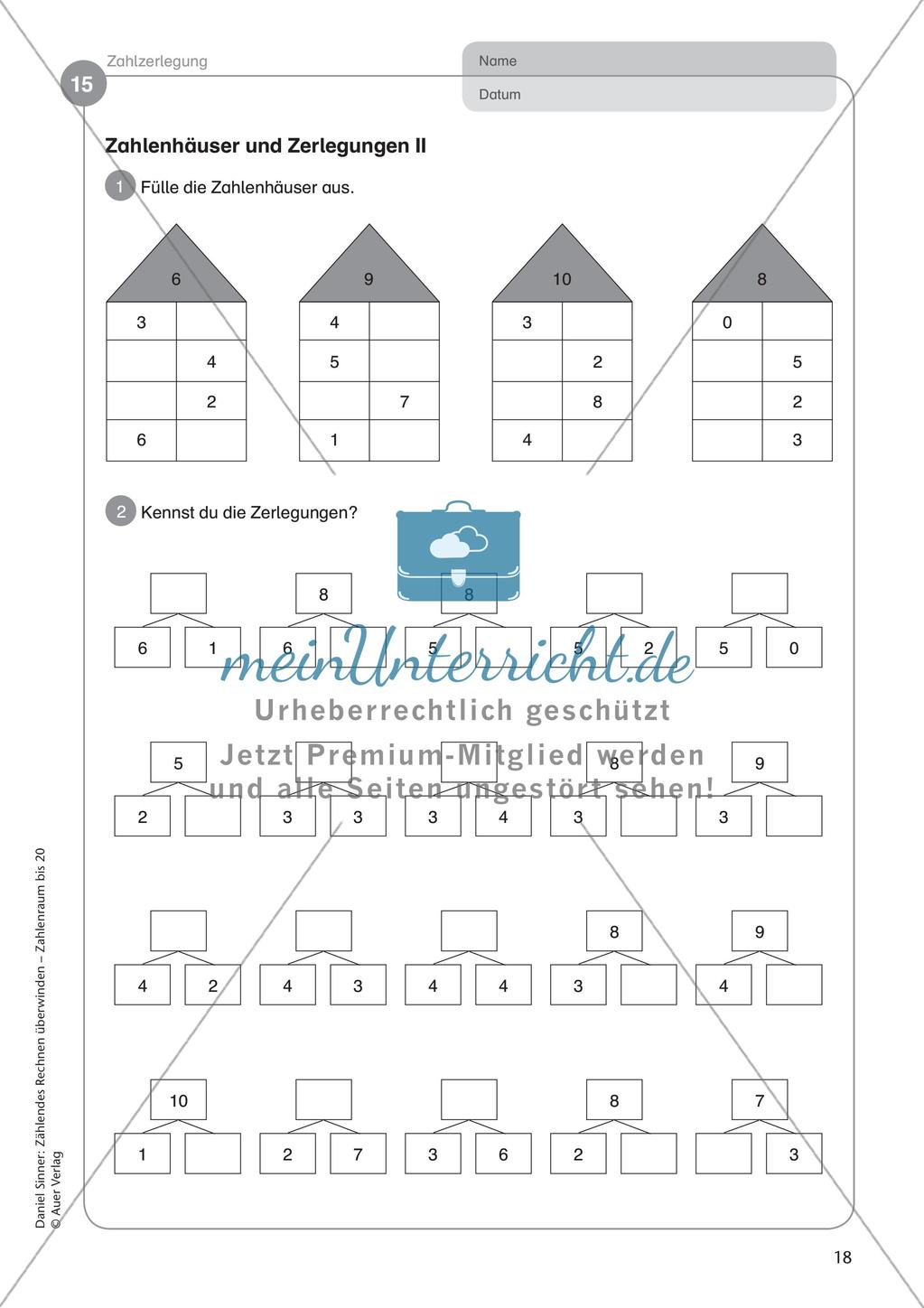 Ablösung des zählenden Rechnens: Zahlzerlegung Preview 20
