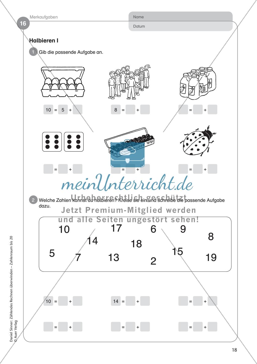 Ablösung des zählenden Rechnens: Merkaufgaben Preview 20