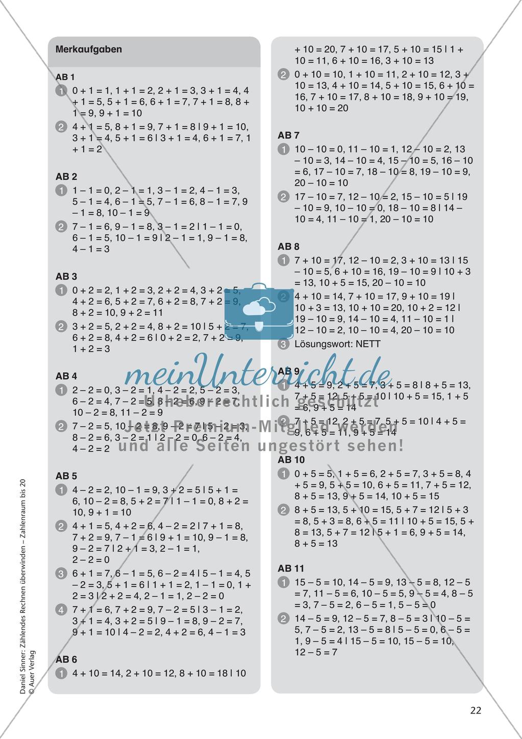 Ablösung des zählenden Rechnens: Merkaufgaben Preview 24