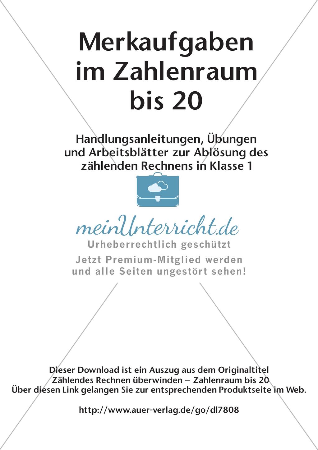 Ablösung des zählenden Rechnens: Merkaufgaben Preview 2