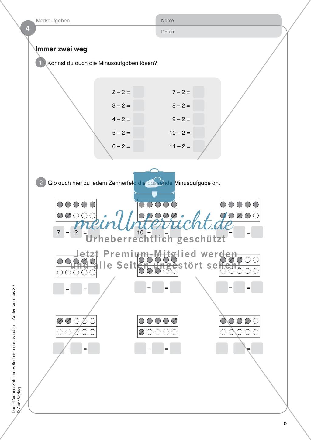 Ablösung des zählenden Rechnens: Merkaufgaben Preview 8