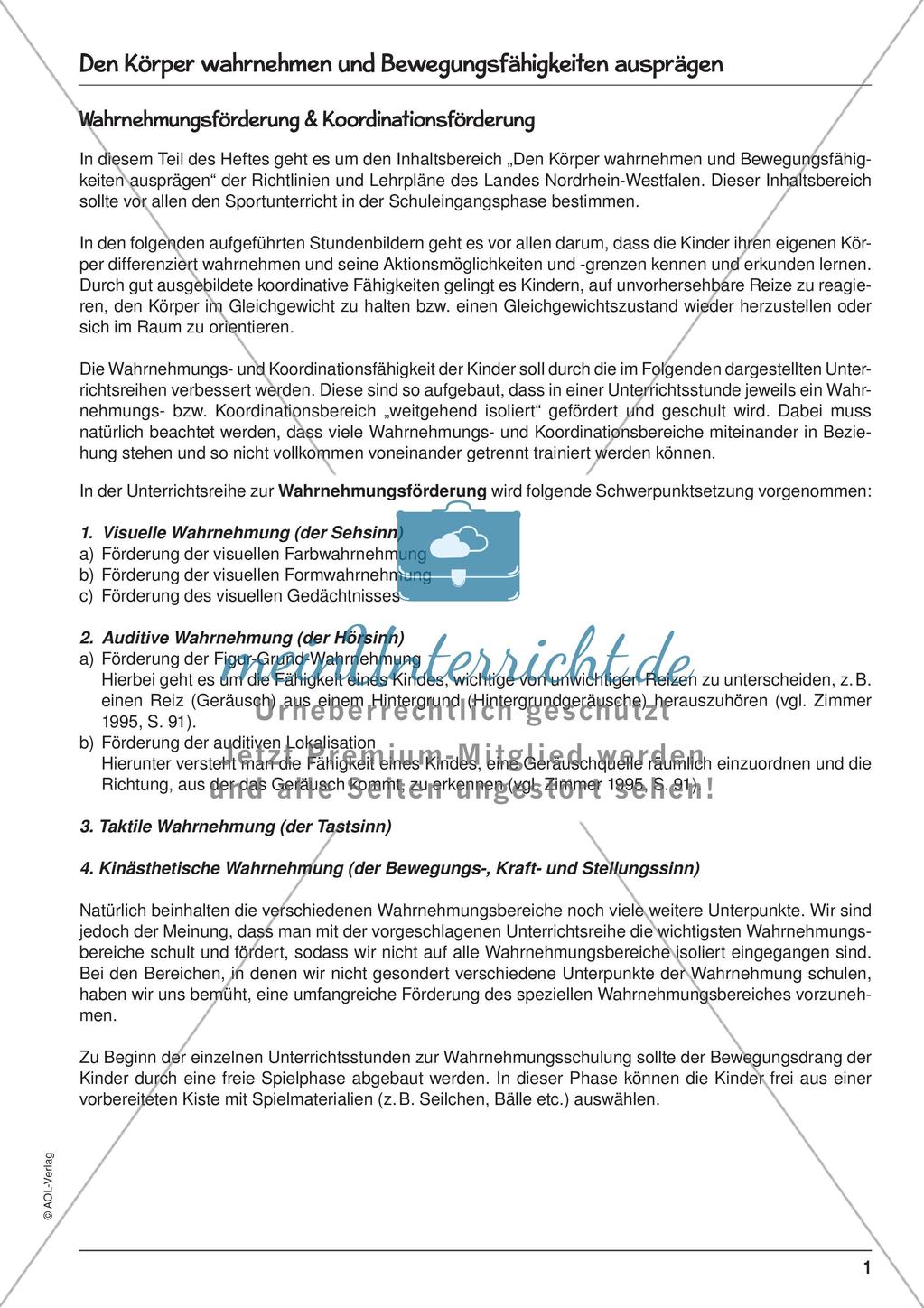 Unterrichtseinheit zu Körperwahrnehmung und Bewegung Preview 3