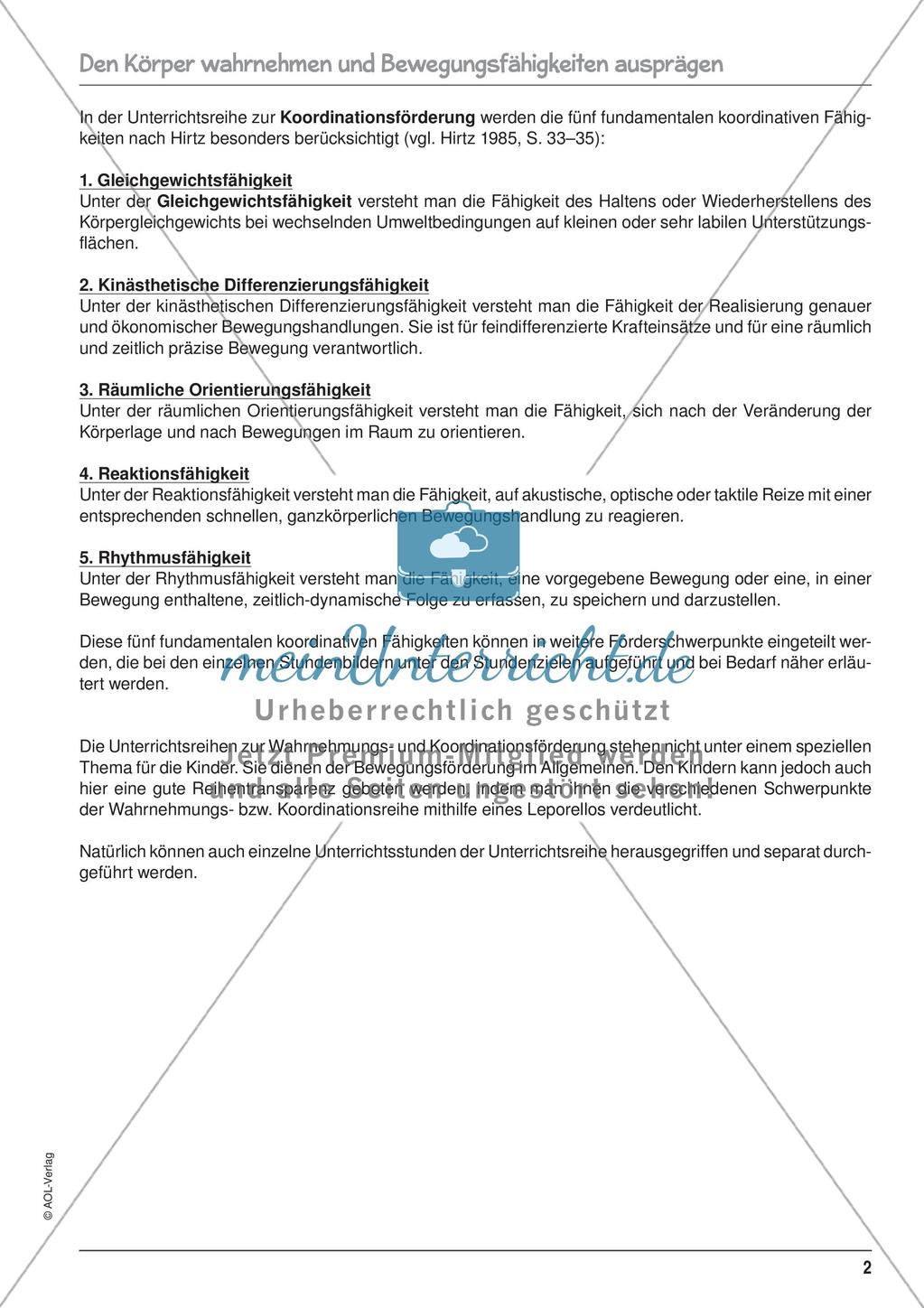 Unterrichtseinheit zu Körperwahrnehmung und Bewegung Preview 4