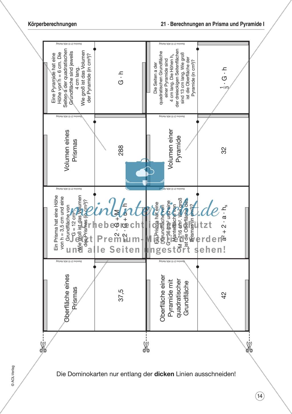 Mathe-Dominos Geometrie: Kreisberechnung, Körperberechnung (differenziert) Preview 16