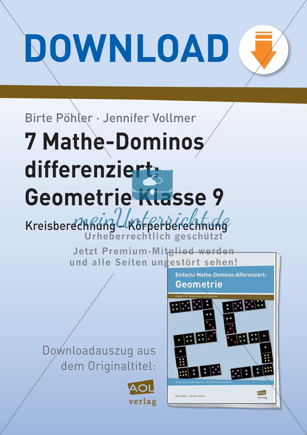 Mathe-Dominos Geometrie: Kreisberechnung, Körperberechnung (differenziert) Preview 1