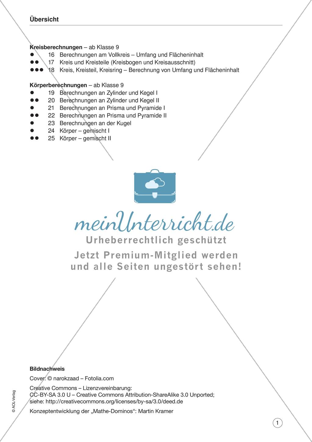 Mathe-Dominos Geometrie: Kreisberechnung, Körperberechnung (differenziert) Preview 3