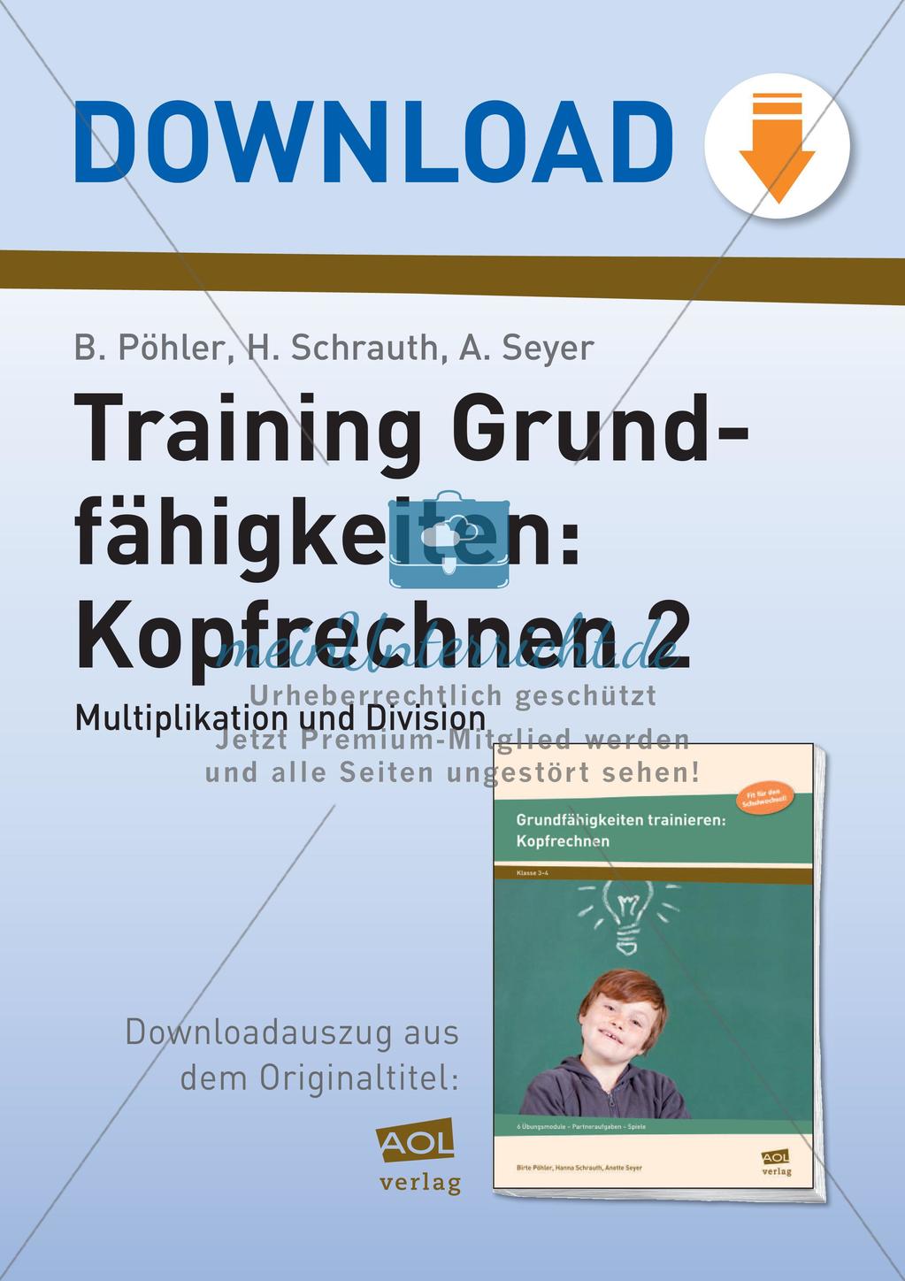 Training Grundfähigkeiten: Kopfrechnen 2 Preview 1