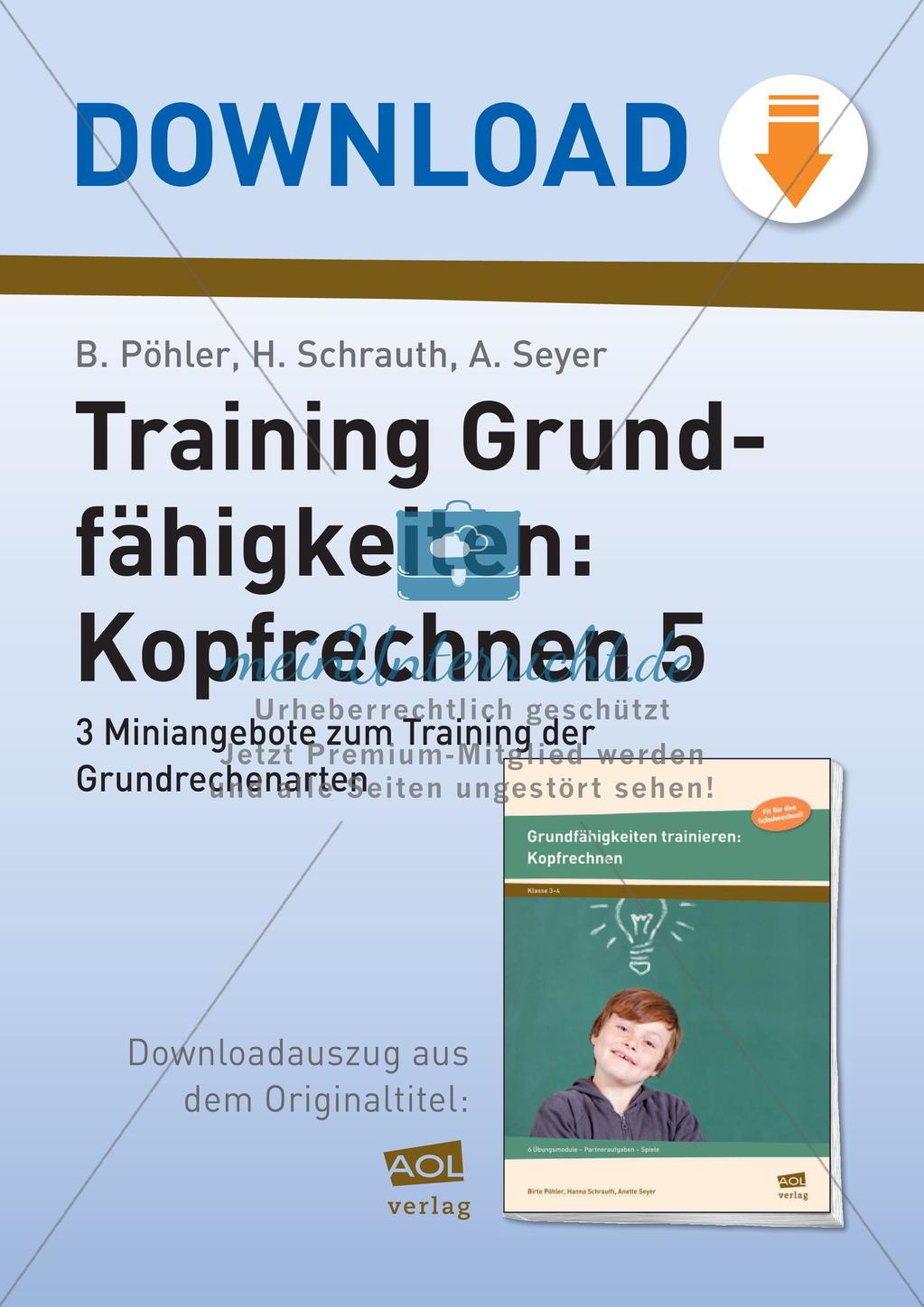 Training Grundfähigkeiten: Kopfrechnen 5 Preview 1