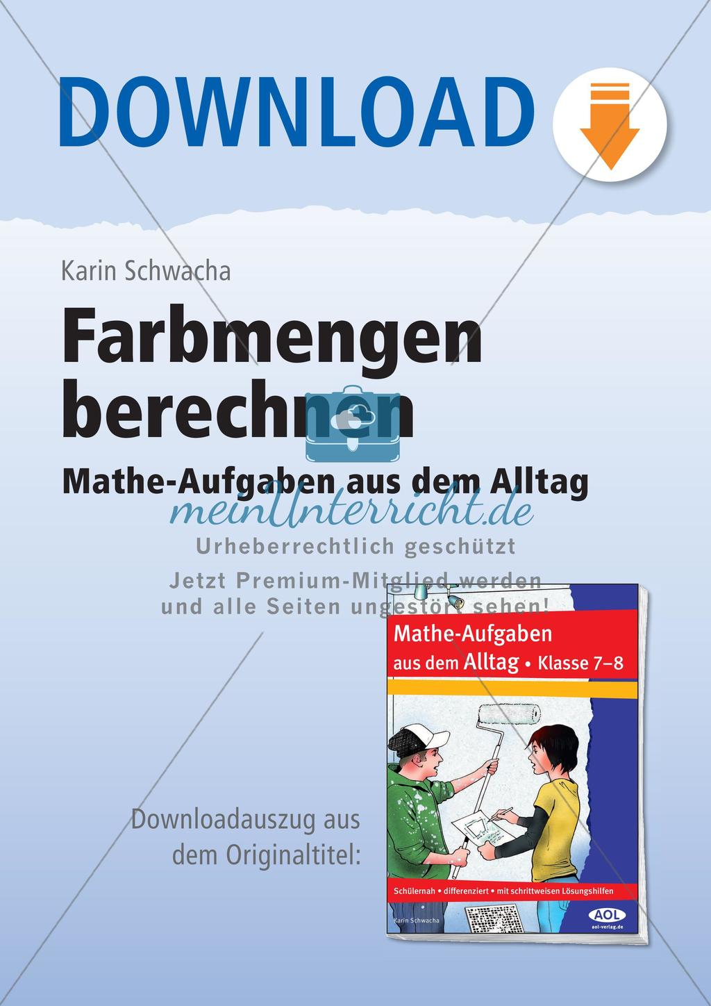 Mathe-Aufgaben aus dem Alltag: Farbmengen berechnen Preview 1